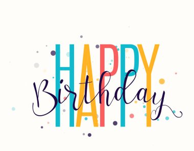 Mutlu yıllar vektör illüstrasyon geçmişi. Doğum kutlaması afişi, eski noktalı desenli poster kutlaması. Tebrik metni dekorasyonu.