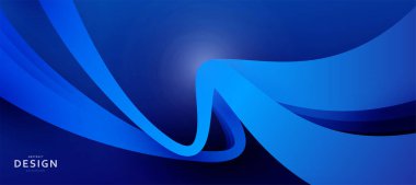 Üç boyutlu dalga tasarımı ve akışkan gradyan şekilli soyut mavi arkaplan. Teknoloji için modern dinamik eğri akışı, kurumsal sunum, web pankartı. En küçük dijital vektör illüstrasyonu.