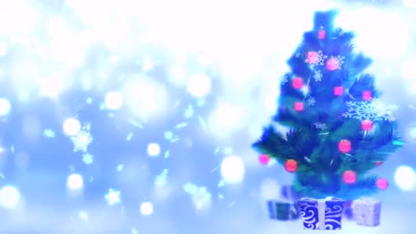 Albero di Natale, fiocchi di neve, Capodanno — Video Stock