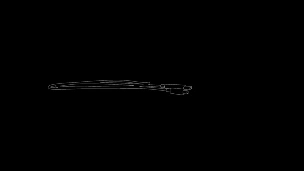 Cable USB en Wireframe — Vídeo de stock