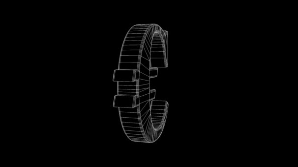 Euro in Wireframe — Stock Video