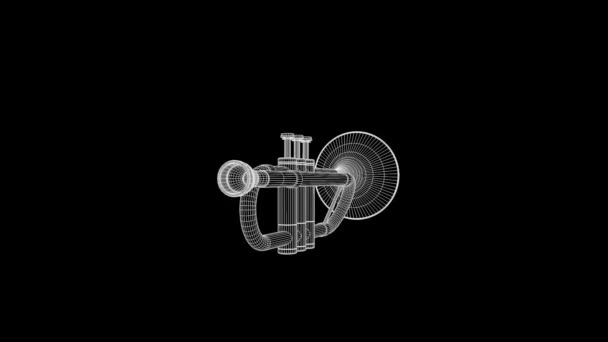 Música trompete agradável Wireframe Animação — Vídeo de Stock