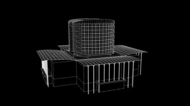 Güzel tel çerçeve animasyon binada