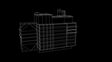 Güzel tel çerçeve animasyon binada