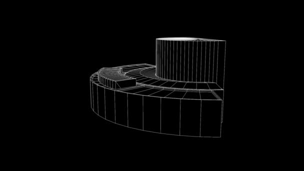 Güzel tel çerçeve animasyon binada — Stok video