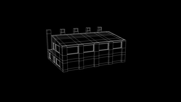 Building in nice Wireframe Animation — Stock Video
