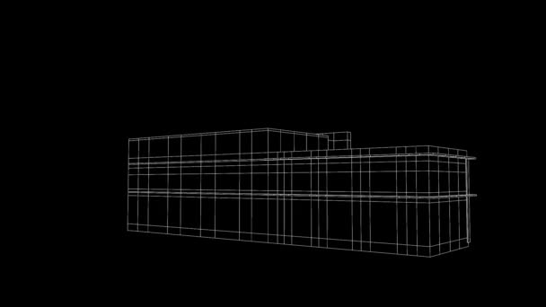 Gebäude in schöner Wireframe-Animation — Stockvideo
