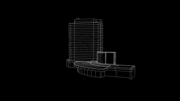 Gebäude in schöner Wireframe-Animation — Stockvideo