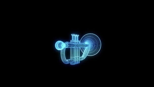 Holograma de trompeta musical — Vídeo de stock