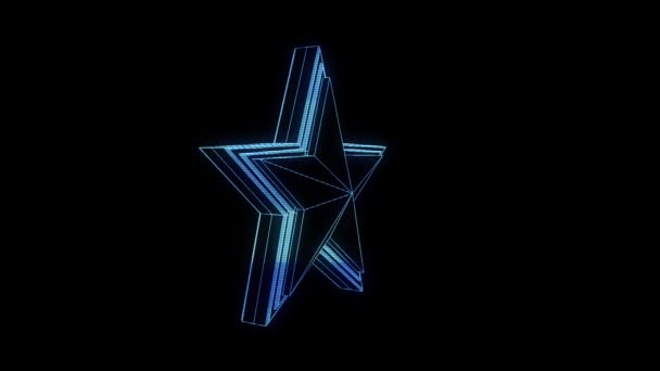 Ster mooi Wireframe Hologram animatie — Stockvideo