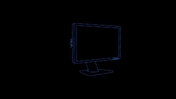 Monitor in Hologram Style — Stock Video