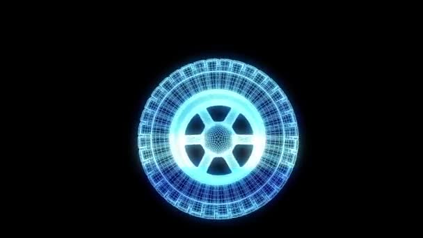 Wheel Tire in Hologram Style — Stock Video