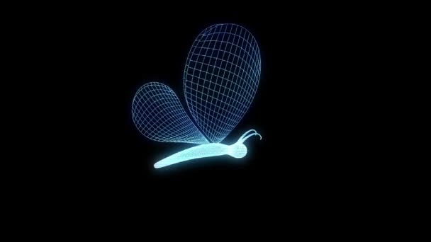 Vlinder Hologram animatie — Stockvideo