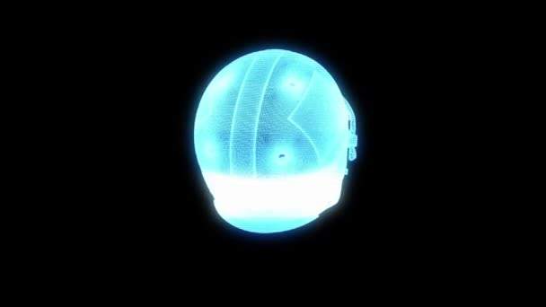 Voetbal helm Hologram — Stockvideo