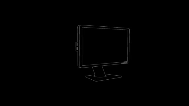 Monitor in Wireframe — Stockvideo