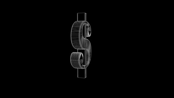 Dollar im Wireframe — Stockvideo