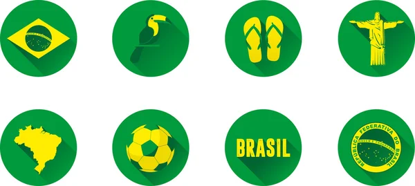 Brazilië platte Icon Set — Stockvector