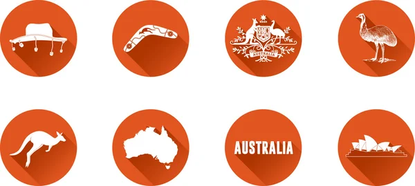 Australien flaches Icon Set — Stockvektor