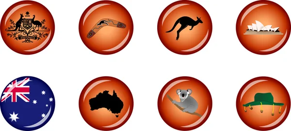 Australië Glossy Icon Set — Stockvector