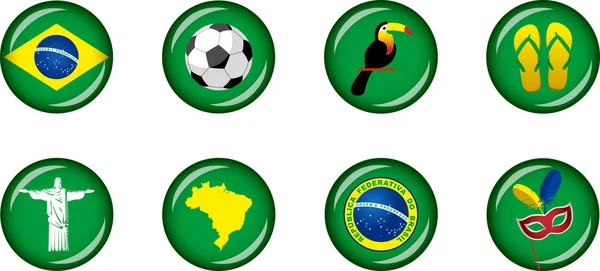 Brazilië Glossy Icon Set — Stockvector