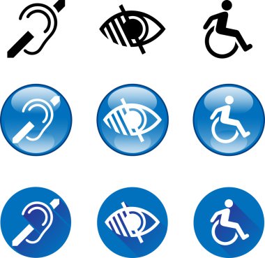 Sağır, kör, Engelli Icon Set