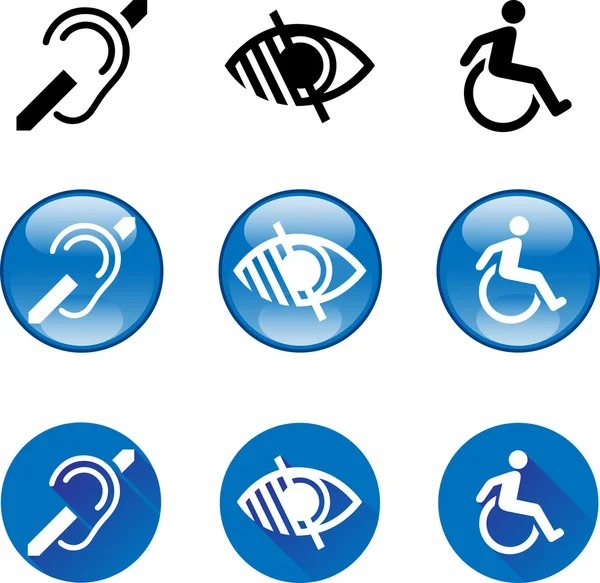 Deaf, Blind, Disabled Icon Set — Stock Vector