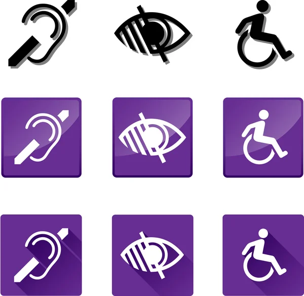 Doof, Blind, handicap Icon Set — Stockvector