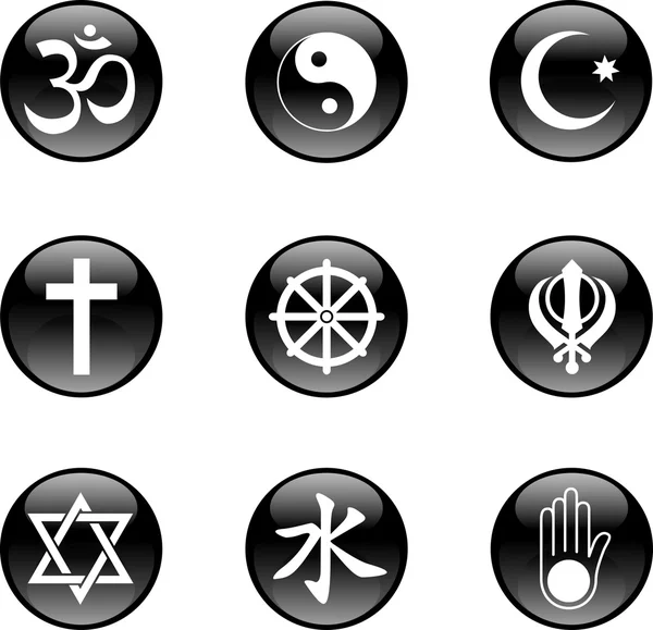 Religiöse Hochglanz-Knopfsymbole gesetzt — Stockvektor