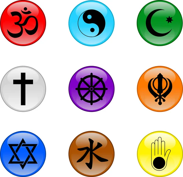 Dini parlak düğme Icons Set