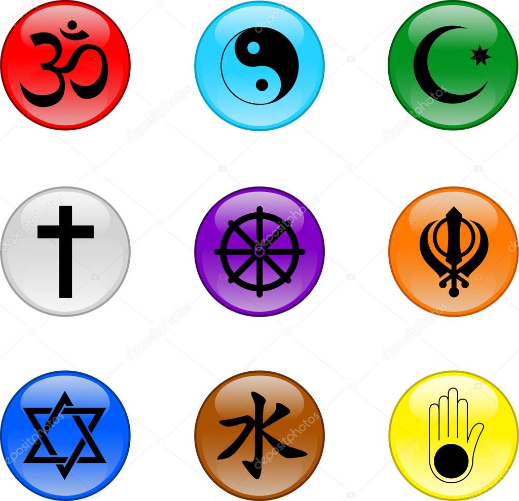 Religious Glossy Button Icons Set