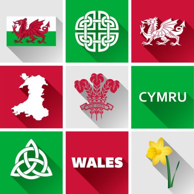 Wales Flat Icon Set clipart