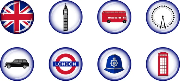 Londen Glossy Icon Set — Stockvector