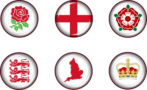 England Glossy Icon Set — Stock Vector