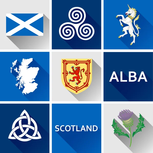 Conjunto de ícones planos da Escócia — Vetor de Stock