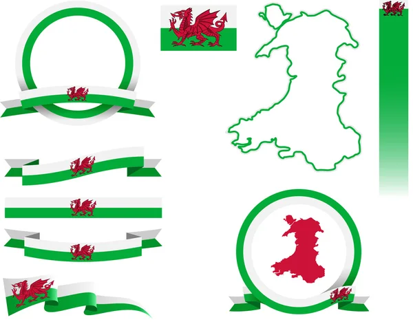 Wales Banner Set — Stock Vector