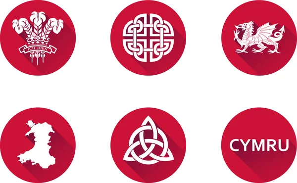 Wales Flat Icon Set — Stock Vector