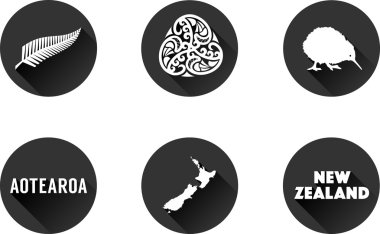 Yeni Zelanda düz Icon set