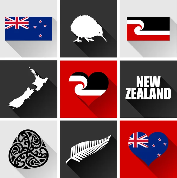 Yeni Zelanda düz Icon set
