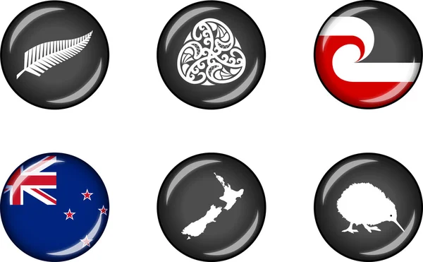 New Zealand Glossy Icon Set — Stock Vector