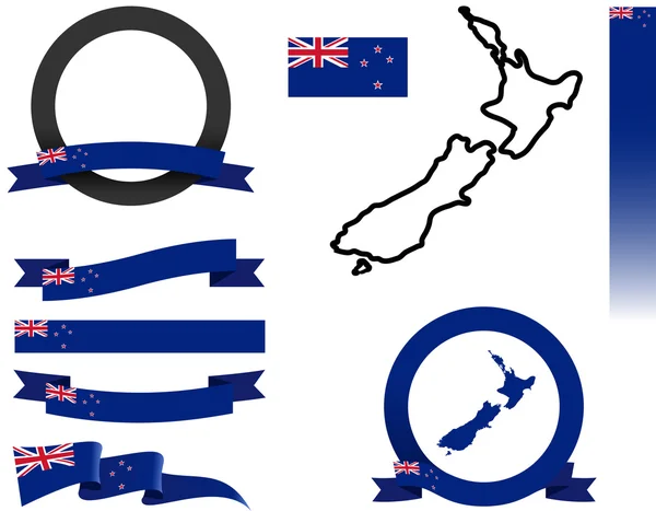 Ustaw baner Nowej Zelandii — Wektor stockowy