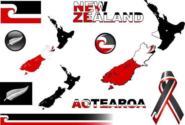 Nouvelle-Zélande Maori Icône Set — Image vectorielle