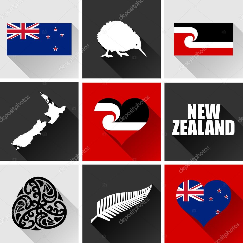 New Zealand Flat Icon Set