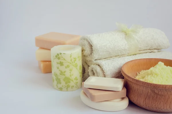 Σπα και wellness ρύθμιση με φυσικό σαπούνι — Φωτογραφία Αρχείου