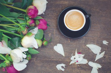 Coffee and flowers clipart