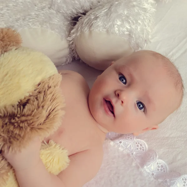 Beautiful baby with big blue eyes — Stock Photo, Image