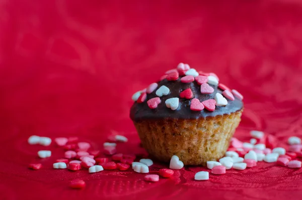 Cupcakes com corações pequenos — Fotografia de Stock