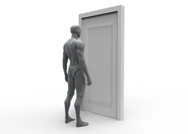 3D insan ve gölgeler ile işlenmiş kapı
