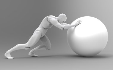 3D beyaz insan itme dünya çok zor