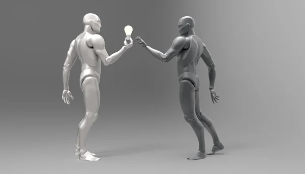 Lampadina umana 3D con una nuova idea — Foto Stock