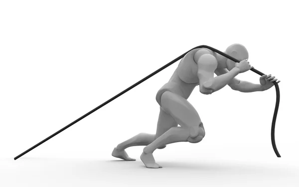 3D white human pull rope — Stock Photo, Image